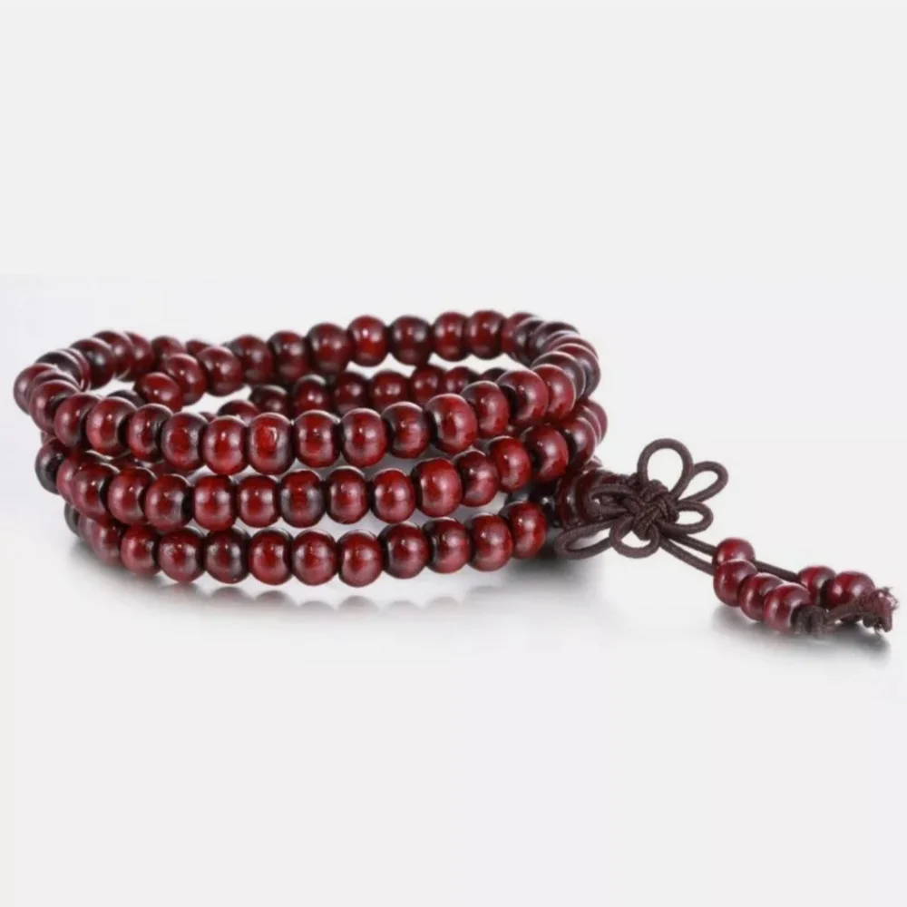Mala Bead Yoga Sandalwood Wood Bracelet Red or Black Rosewood Bracelets